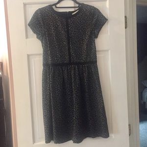 LOFT Grey and Black Leopard-Print Dress